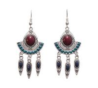 Pendientes de resina retro geométricos ovalados con flecos, estilo étnico, nicho de alta gama, personalizados