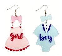Pendientes de revelación de género, bonitos aretes de acrílico con purpurina azul y rosa para vestir de nueva mamá, revelación de género, fiesta, anuncio de embarazo, joyería de regalo, Medio