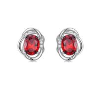 Pendientes de rubí, delicados aretes de rubí y diamantes auténticos, de plata de ley 925, ovalados, redondos, corazones, peras, piedra natal de julio, joyería de aniversario, cumpleaños, regalos de