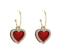Pendientes de San Valentín para mujer, regalo de San Valentín, corazón rojo, círculo, tipo C, tendencia con aretes festivos, aretes, joyas, regalos para el día de la madre, talla única, Aleación