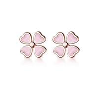 Pendientes de sementales para mujeres 925 Flor de esmalte rosa Lindas y exquisitas Pendientes de joyas para mujeres Pendientes de alta gama