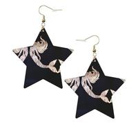 Pendientes de sirena negra para mujer, aretes colgantes celestiales, joyería en forma de estrella para una versatilidad, One Size, Cuero