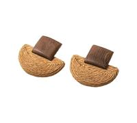 Pendientes de sisal descompuestos, cara áspera única, moda ética, pendientes finos destacados para el día a día, semicircle, como se describe