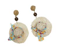 Pendientes de sombrero de paja tejido para orejas sensibles para mujer, joyería de vacaciones, accesorios de oreja, aretes colgantes únicos, One Size, como se describe, como se describe