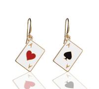Pendientes de tarjeta de as para mujer, pendientes de cartas de jugar, pendientes de tarjeta As Poker, pendientes hipoalergénicos como pala para mujeres y niñas, Acero inoxidable
