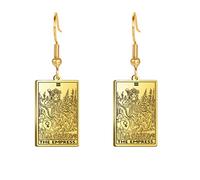 Pendientes de Tarot Para Mujeres Chicas Acero Inoxidable Moda Vintage Gancho Tarot Card Pendientes Amuleto de la Suerte Wiccan Joyería Regalos (oro 2)