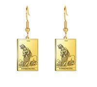 Pendientes de Tarot Para Mujeres Chicas Acero Inoxidable Moda Vintage Gancho Tarot Card Pendientes Amuleto de la Suerte Wiccan Joyería Regalos (oro 1)
