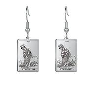 Pendientes de Tarot Para Mujeres Chicas Acero Inoxidable Moda Vintage Gancho Tarot Card Pendientes Amuleto de la Suerte Wiccan Joyería Regalos (plata)