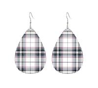 Pendientes de tartán escocés rojo, azul y negro para mujer, accesorios de moda con forma de gota de agua.