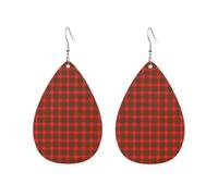 Pendientes de tartán rojo y negro del clan escocés Bruce para mujer, accesorios de moda con forma de gota de agua.