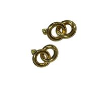 Pendientes de temperamento con textura entrelazada de doble anillo, creativos pendientes minimalistas chapados en oro