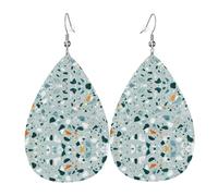 Pendientes de terrazo de mármol pastel para mujer, aretes de gota de estrella festiva, joyería colgante elegante para celebraciones, One Size, Cuero