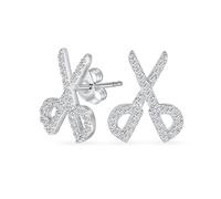 Pendientes De Tijeras Caprichosos De Moda Con Acento De Circonitas Para Mujeres Adolescentes Peluqueras Estilistas De Salón De Belleza. Plata Esterlina .925