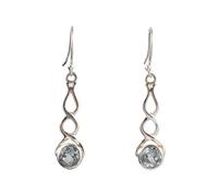Pendientes de topacio azul celta hechos a mano en plata de ley 925 con piedras preciosas naturales facetadas, regalo para ella