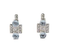 Pendientes de topacio azul con circonitas cúbicas, hechos a mano, en plata 925, con piedras preciosas naturales.
