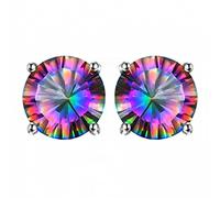 Pendientes de topacio místicos de Roundbow para mujeres joyas de piedras preciosas