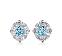 Pendientes de trago para mujer, circonita cúbica, ovalados, cobre y plata 925, Cobre + plata 925, Circonia cúbica