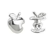Pendientes de tuerca asimétricos de manzana mordida de plata para mujer, joyería de frutas juguetonas, aretes caprichosos de declaración diaria