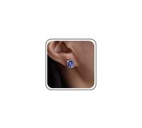 Pendientes de tuerca bohemios con diamantes de imitación de diamantes de imitación ovalados de plata y cristal verde, aretes pequeños simples y delicados de circonita azul con diamantes de imitación