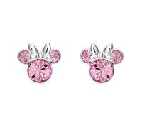 Pendientes de tuerca chapados en plata con cristal rosa de Minnie Mouse para niñas y mujeres, talla única, Chapado en plata, Sin piedra preciosa