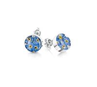 Pendientes de tuerca con auténticos Forget-me-nots de Shrieking Violet®. Pendientes redondos de plata de ley hechos con flores reales.