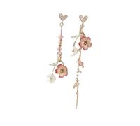 Pendientes de tuerca con borla de rosa roja vintage para mujer, colgante largo para colgar, estilo coreano, joyería de regalo Brincos, talla única