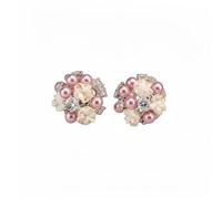 Pendientes de tuerca con diseño de flor en racimo y pasador de plata, adornos para las orejas con ramillete de perlas de circonia para mujeres que buscan una estética suave y espléndida