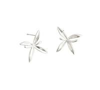 Pendientes de tuerca con diseño retro de flor de fresia inspirado en el bosque, delicados adornos para las orejas con pasador en tono plateado, ideales para mujeres que buscan un estilo moderno y