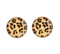 Pendientes de tuerca con estampado de leopardo y caja de regalo, plata de ley, 8 x 8 mm, redondos