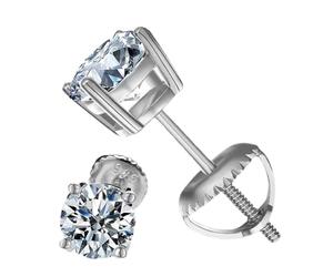 Pendientes de tuerca con gemas | 2 quilates cultivados en laboratorio | 1 par de elegantes joyas de plata brillantes para cumpleaños, citas, viajes, playa, Navidad, novia