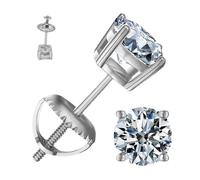 Pendientes de tuerca con gemas cultivadas en laboratorio de 2 quilates para mujer, 1 par de accesorios de, joyería de plata para viajes, citas, viajes a la playa, bodas, cumpleaños, Navidad