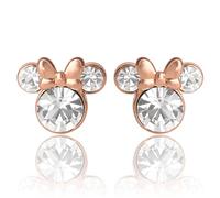 Pendientes de tuerca con piedra natal de Minnie Mouse, licencia oficial | Disney Regalos de cumpleaños, aretes de piedra natal para mujer, forma de Minnie Mouse, cristal de piedra de nacimiento