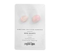 Pendientes de tuerca con piedras preciosas, 1 x 1 cm, cuarzo rosa
