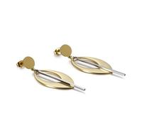 Pendientes de tuerca de acero inoxidable para mujer con lágrima hueca y colgante de barra, aretes para mujer, No es una piedra preciosa