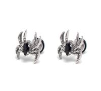 Pendientes de tuerca de araña, joyería punk de acero inoxidable con circonita cúbica negra para mujeres y hombres, piercing plano de 16 g, para cartílago, diseño gótico vintage de insectos, regalo de