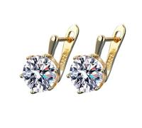 Pendientes de tuerca de circonita cúbica, aretes de espalda plana, aretes de plata y oro para mujer, aretes colgantes de diamante con piedra principal grande, clips de oreja y tachuelas de circonita
