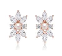 Pendientes de tuerca de circonita cúbica marquesa con diamantes de imitación para novias, damas de honor y baile de graduación, One Size, Latón Metal, Circonita cúbica