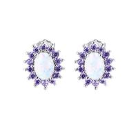 Pendientes de tuerca de circonita morada, verde, azul, aretes de boda para mujer, aretes de alta gama, A