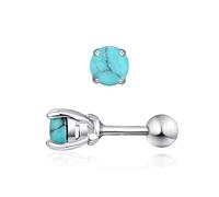 Pendientes de tuerca de color turquesa, forma redonda, plata de ley 925 con rosca para mujer, joyería turquesa para el día de la madre para mujeres, mamá, esposa, novia, 4mm, Metal, Turquesa