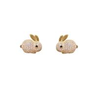 Pendientes de tuerca de conejo de circonita cúbica para mujeres y niñas, plata de ley con diamantes de imitación, lindos aretes de cartílago de conejo, pequeños aretes de piercing para regalo de