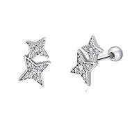 Pendientes de Tuerca de Cristal Luminosos de meteorito Estrella Brillante 100% para joyería de Mujer