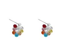 Pendientes de tuerca de cristal multicolor, piedras preciosas facetadas de arco iris con poste plateado, joyería bohemia chic para mujer