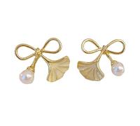 Pendientes de tuerca de hoja personalizados, joyería de moda para mujer, aretes delicados de línea de metal, aretes de lazo, elegantes aretes de lazo para mujer, talla única, como se describe, como se