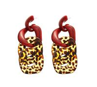 Pendientes de tuerca de moda con textura acrílica, accesorio para mujer y niña, leopardo acrílico