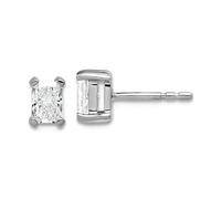 Pendientes de tuerca de oro blanco de 14 quilates de peso de 3/4 quilates con diamante cultivado en laboratorio SI+ G+ radiante de 4 puntas para mujer, talla única, Diamante Gema Metal, Diamante