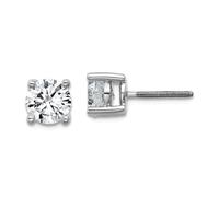 Pendientes de tuerca de oro blanco de 18 quilates de peso de 1 1/2 quilates con diamantes cultivados en laboratorio VS+ F+ redondos de 4 puntas de peso pesado para mujer, talla única, Diamante Gema
