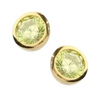 Pendientes de tuerca de oro de 9 quilates sobre plata con peridoto, piedra natal de agosto