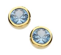 Pendientes de tuerca de oro de 9 quilates sobre plata con topacio azul Londres, piedra natal de diciembre