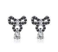 Pendientes de Tuerca de Piedra de espinela Negra con Nudo de Lazo, joyería de Plata de Ley 925 auténtica para Mujer