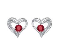 Pendientes de tuerca de plata con forma de corazón para mujeres y niñas, delicados aretes de tuerca de circonita cúbica de plata, regalo para mamá, esposa, cumpleaños, día de la madre, día de San